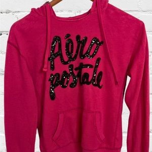 Aeropostale Pink With Black Sequins Lettering Hoody Juniors Size Small $17 OBO